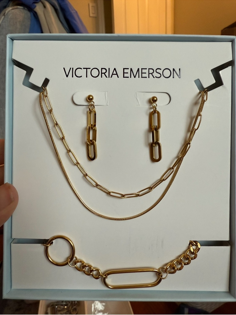 Victoria Emerson paperclip link and chain jewelry gift set